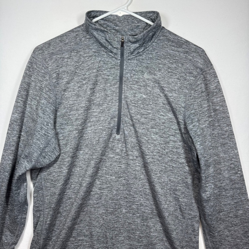 Nike Dri-FIT Half Zip Pullover Gray Mens Running Training Thumb Holes Sz Small